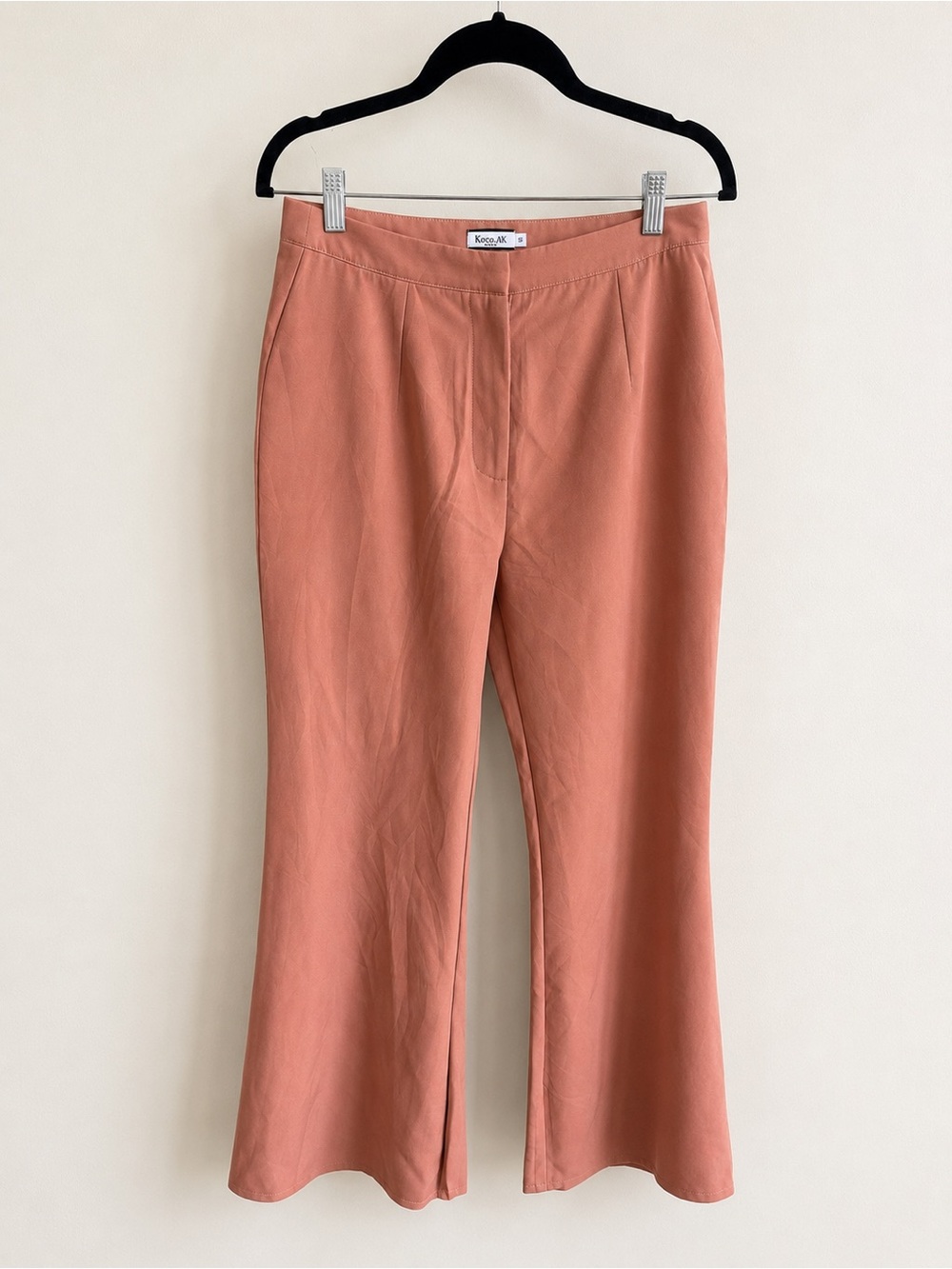 Koco & K London Dusty Mauve Brown Flare Leg Retro Trousers Size 12